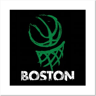 Vintage Boston Massachusetts B-Ball Basketball Game Fans Posters and Art